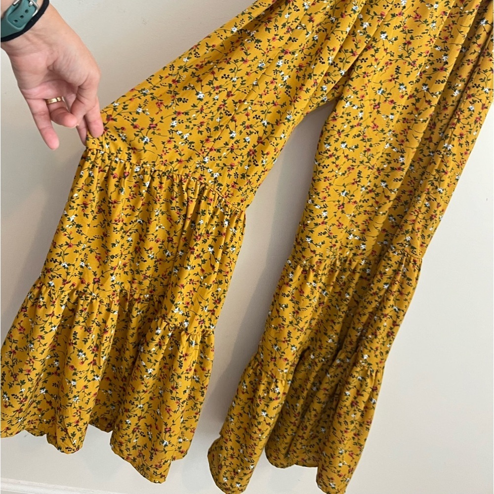 UMGEE Ruffled Strapless Flare Jumpsuit Medium - Ditsy Floral Tiered Comfy - Picture 6 of 10